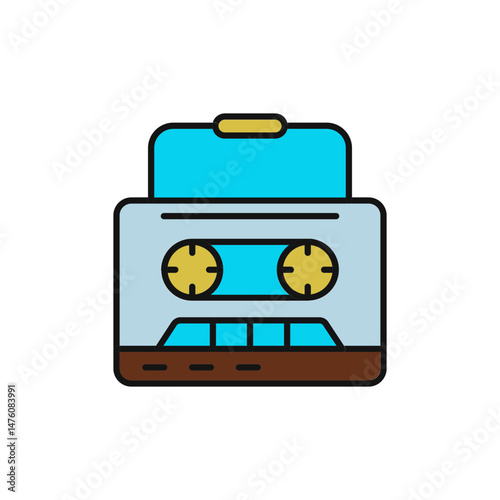 Cassette Tape Player Icon for Analog Music Memories.