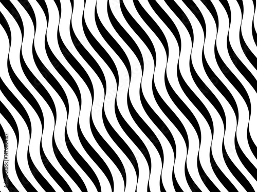 Wallpaper Mural Seamless vector geometric pattern. Modern geometric background with wavy lines. Wavy black and white pattern. Torontodigital.ca