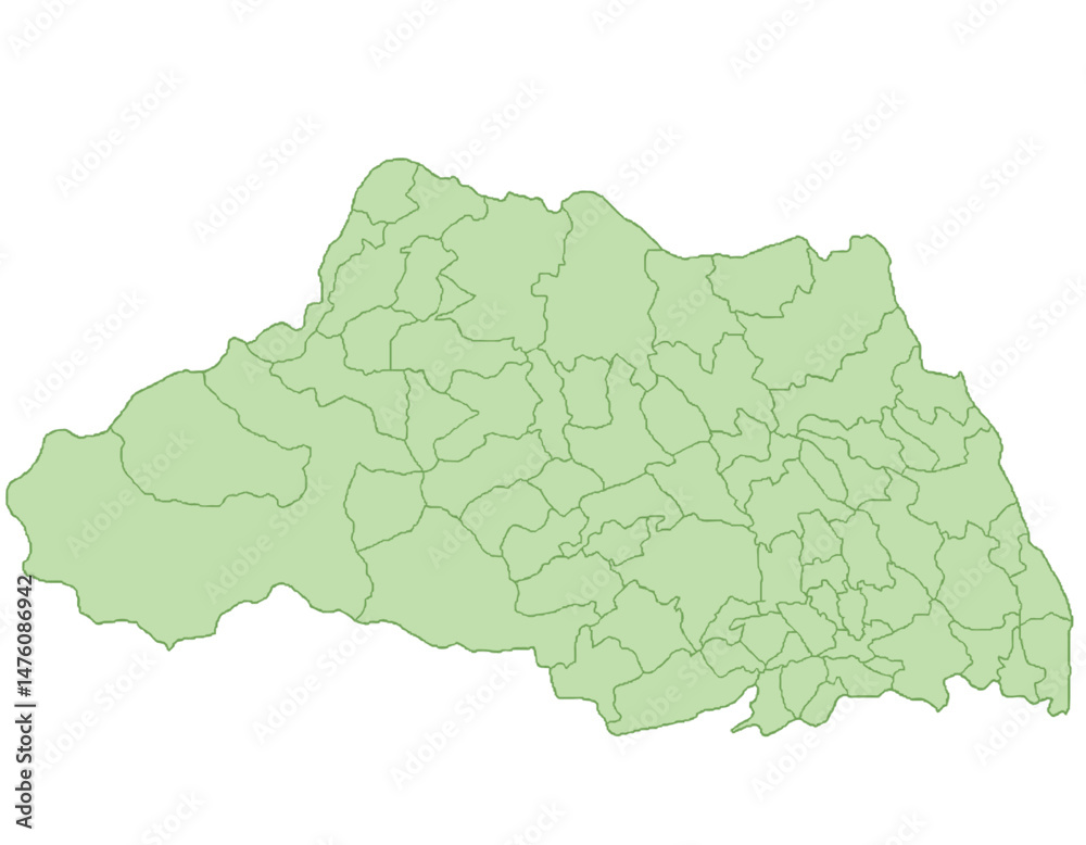 Obraz premium 埼玉県 地図 黄緑 イラスト