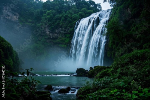 there is a waterfall that is flowing down the side of a mountain