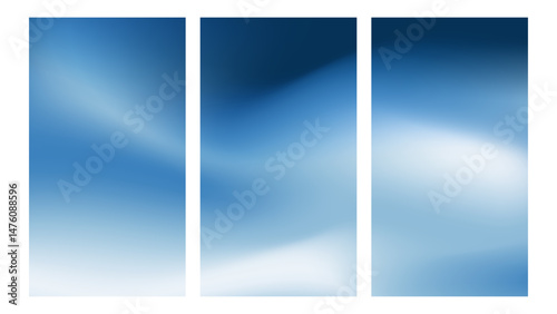 Aesthetic cloudy blue sky colors gradient background. Deep blue and white blending colors vertical background.