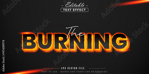 The burning editable text effect, emboss modern style.