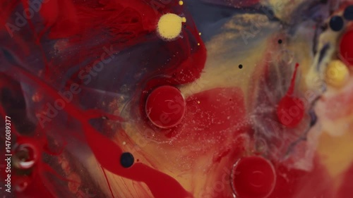 Vertical video. Oil circle paint. Blending drop layer. Emulsion water gel acrylic veil. Effect smoke marble liquid. Reaction blip art. Transparent opaque morphing component.