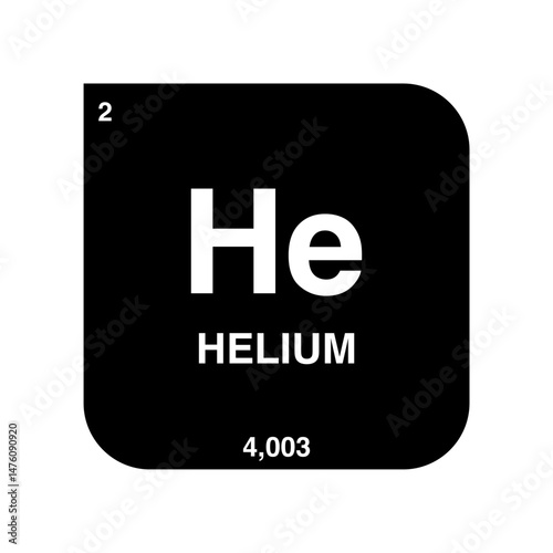 Helium symbol vector on periodic table isolated on transparent background