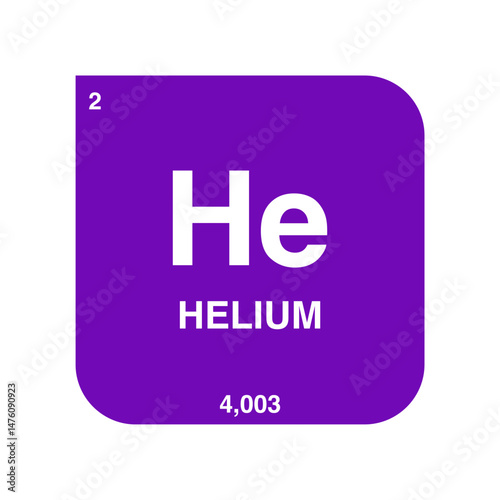 Helium symbol vector on periodic table isolated on transparent background