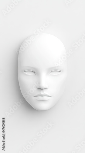 Blank, white, face form. Neutral, minimalistic design in a matte texture creates stark contrast