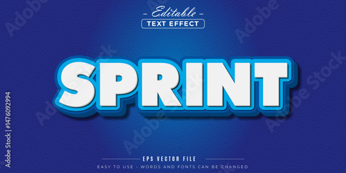 Blue sprint text style, editable text effect.