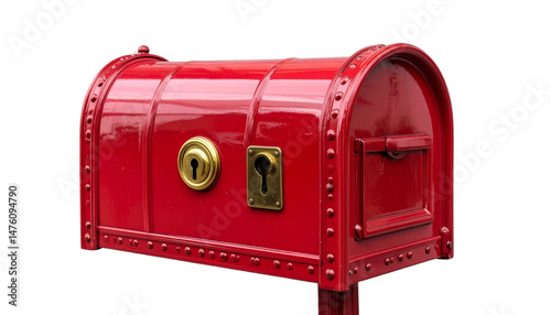 Red mailbox with letters
