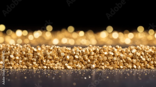 Glittering Gold Dust Sand on Black Festive Background