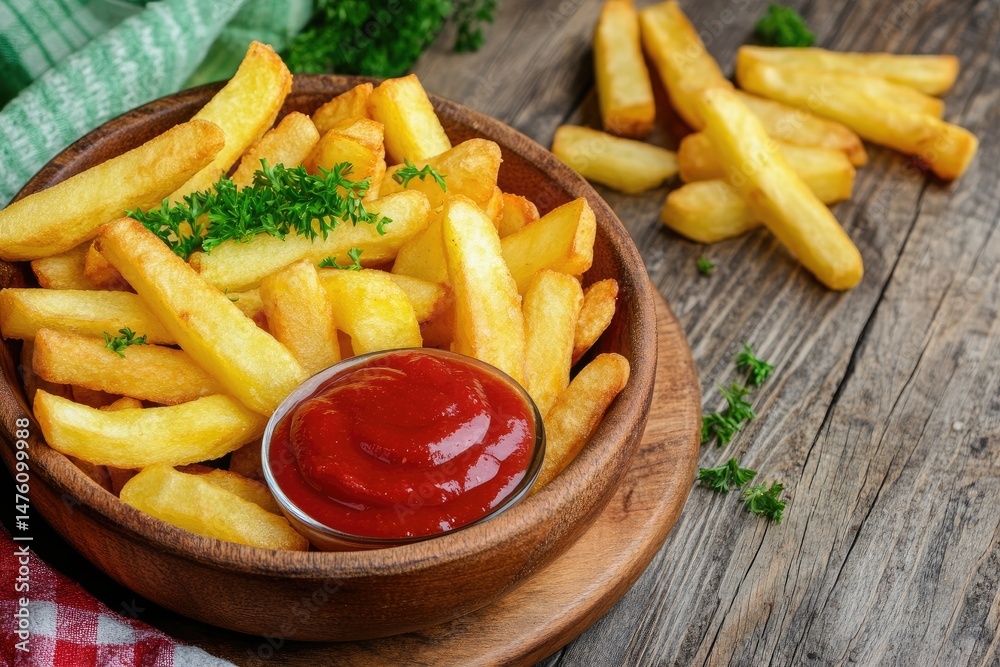Crispy golden fries with ketchup (1) Crispy golden fries with ketchup (1)