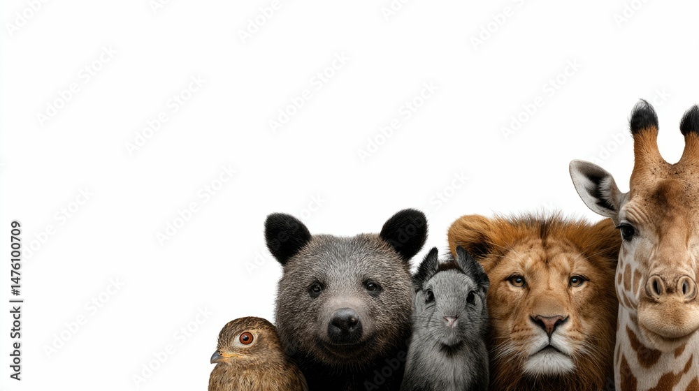 Fototapeta premium Wildlife Portraits: A Serene Gathering of Animals