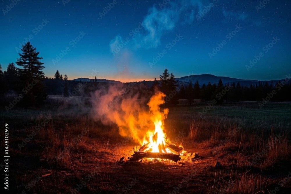 Fototapeta premium araffes in a field with a fire in the middle of it