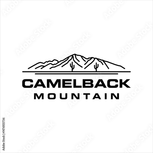 Camelback mountain logo with simple style line design