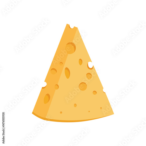 Cheese piece vector icon isolated on white background. Triangular slice of delicious cheese vector illustration.
