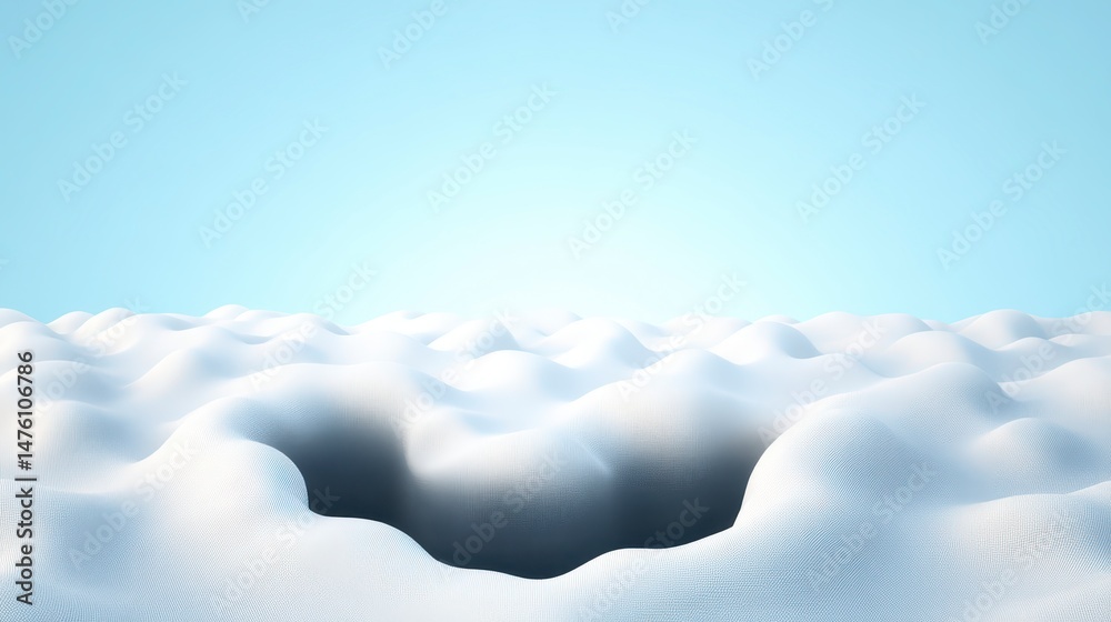 Obraz premium Abstract White 3D Landscape Smooth Hills Hole Sky Background