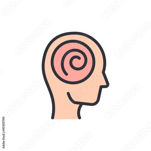 Conceptual Illustration Of Mental State With Swirling Thought Pattern