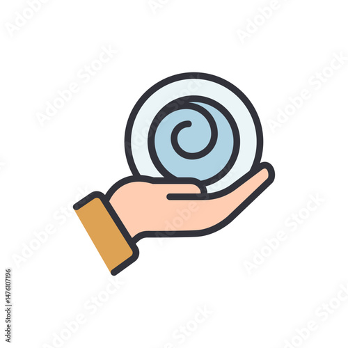 Palm Holding A Blue Swirl Sphere Symbolizing Intuition And Foresight