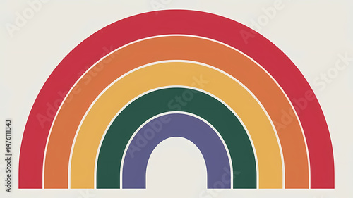 Minimalist Rainbow Illustration with 7 Distinct Color Bands and No Smooth Transitions