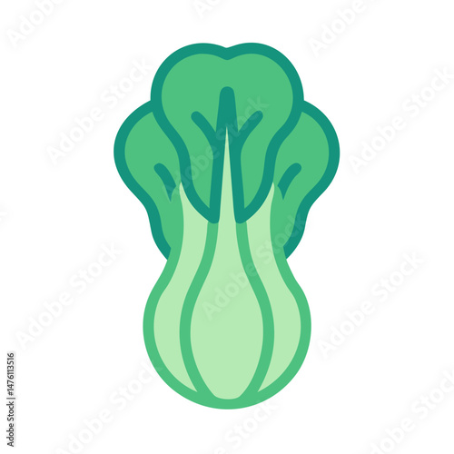 Stylized Bok Choy Illustration on Black Background