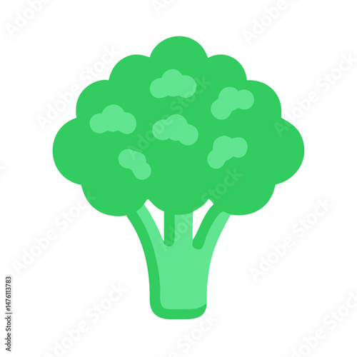 Simple green broccoli flat icon on a black background