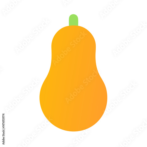 Butternut squash isolated on black background in simple style
