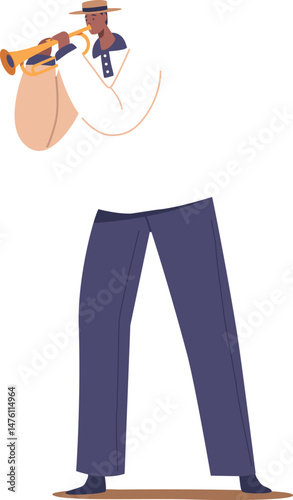 Latino musician playing trumpet vector illustration