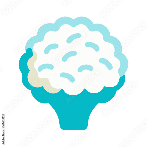Flat illustration of cauliflower against a black background