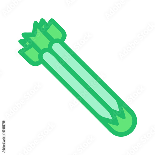 Graphic representation of fresh celery stalk isolated on black