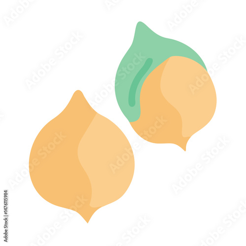 Two chickpeas isolated on black background in simple style