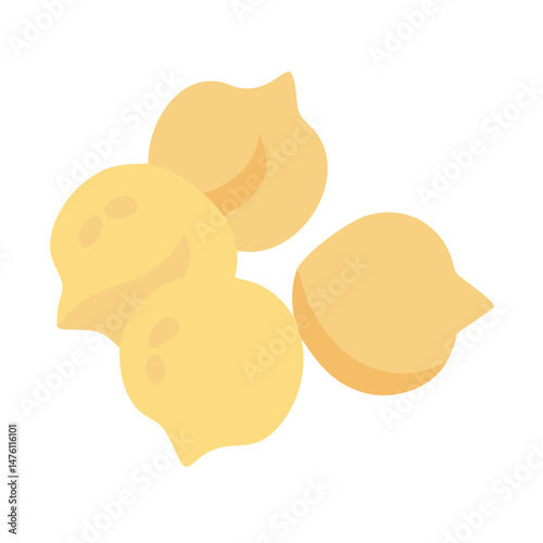 Pile of chickpeas isolated on black background, simple graphic