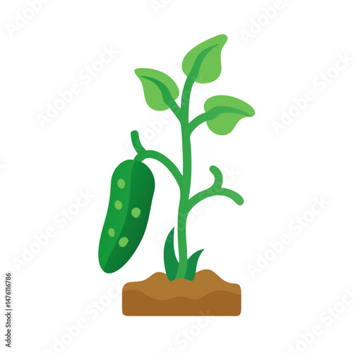 Flat illustration of a seedling with a green vegetable