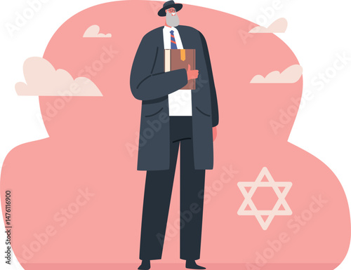 Jewish priest character vector illustration