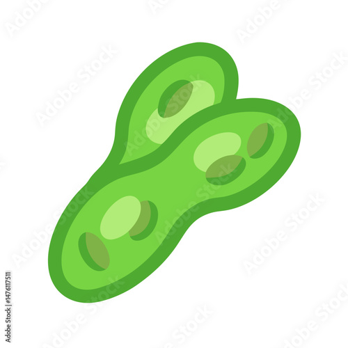 Green pod illustration on black background in minimal style