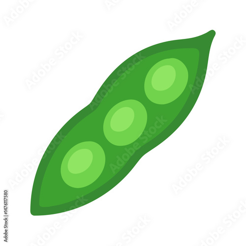 Green Edamame Pod with Peas on Black Background