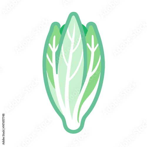 Stylized bok choy vegetable against solid black backdrop illustration