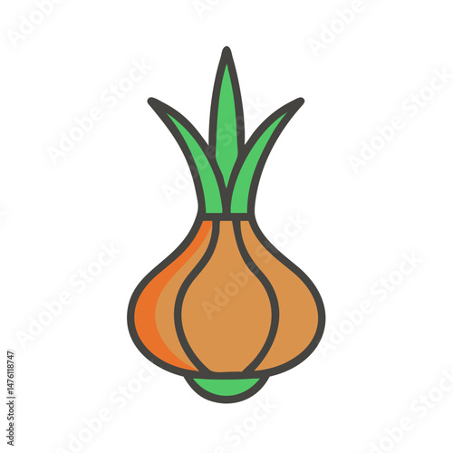 Stylized onion illustration against black backdrop for food design