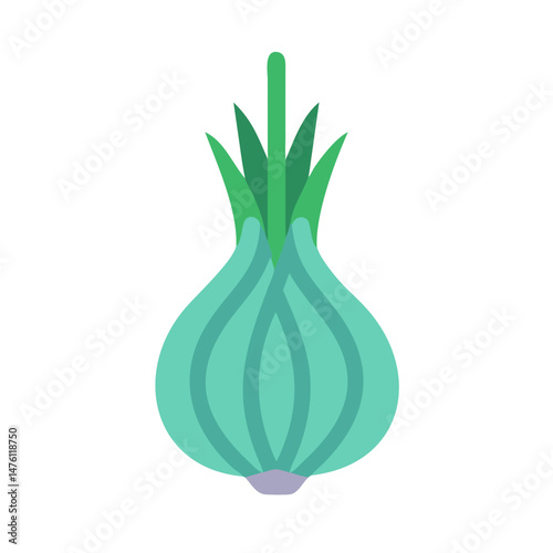 Flat style vector illustration of a spring onion plant