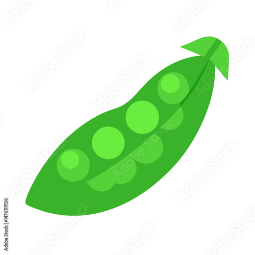 Flat design illustration of vibrant green pea pod