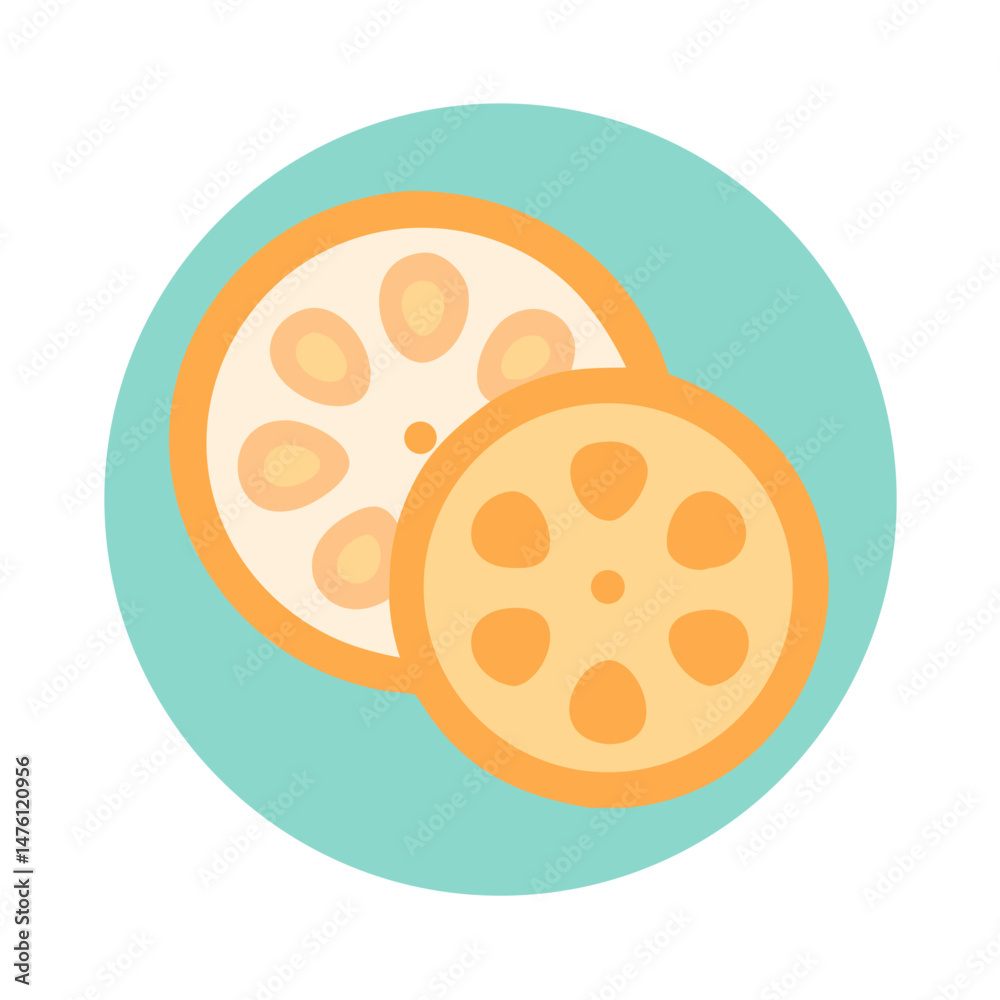 Obraz premium Stylized vector graphic of two orange fruit slices