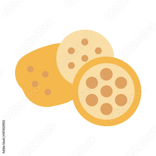 Abstract depiction of potato slices on a black background