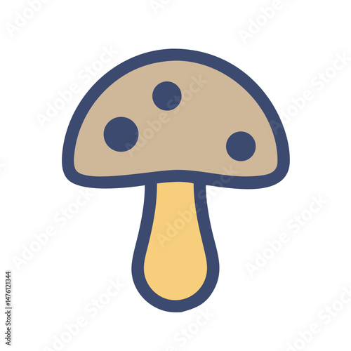 Isolated stylized mushroom with dots on cap illustration