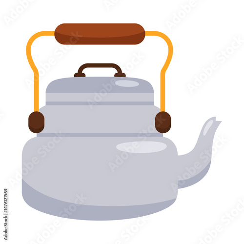 Silver Kettle Flat Illustration
