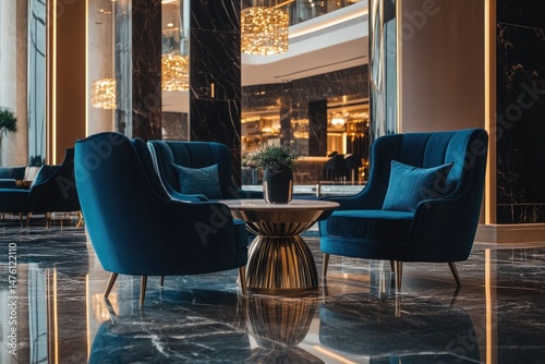 Luxurious hotel lobby seating area