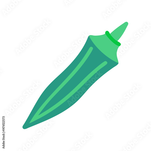 Isolated illustration of okra pod against a black background