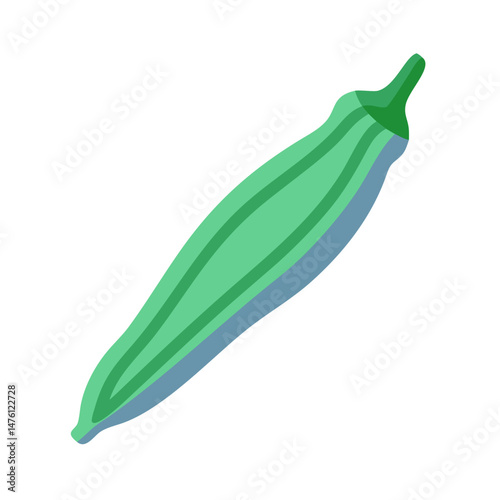 Stylized okra illustration with a flat design on black