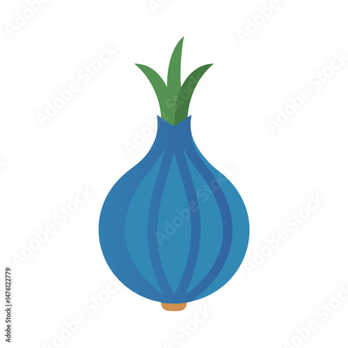 Simple flat illustration of a vibrant blue onion vegetable
