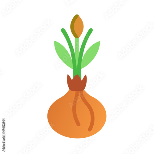 Simple flat illustration of an onion bulb with sprout