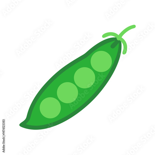 Cartoon flat style illustration of peas in pod