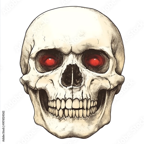 Skull with Red Eyes Illustration