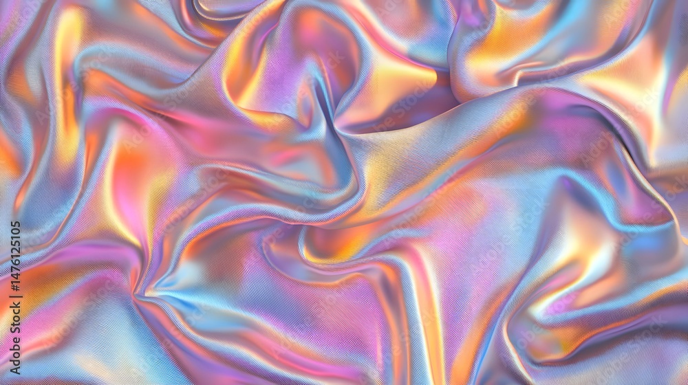 Obraz premium Colorful, iridescent fabric folds in a flowing design.